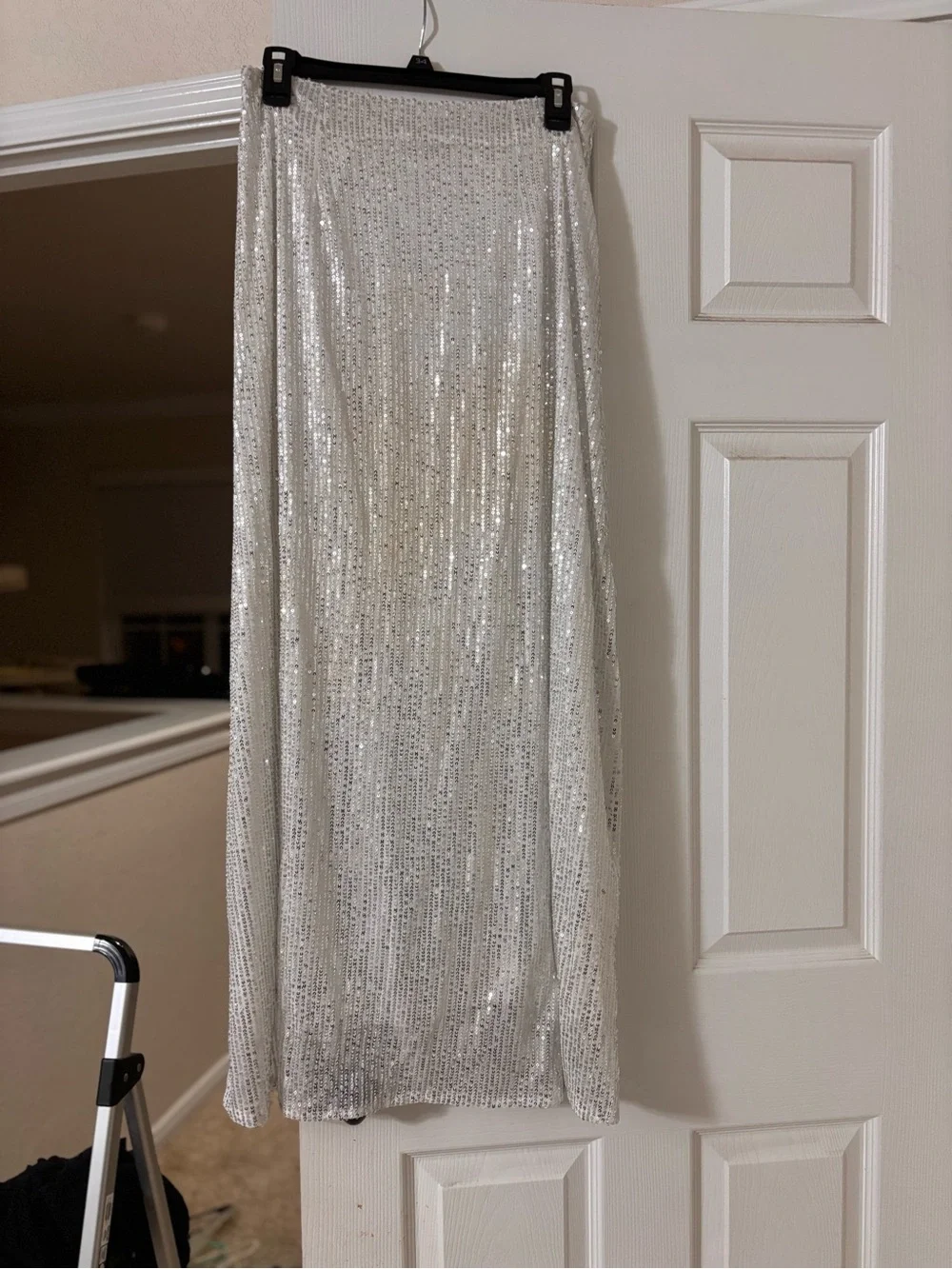 Silver Sequin Maxi Skirt - Sparkling Evening Skirt. Bought at junkGypsy